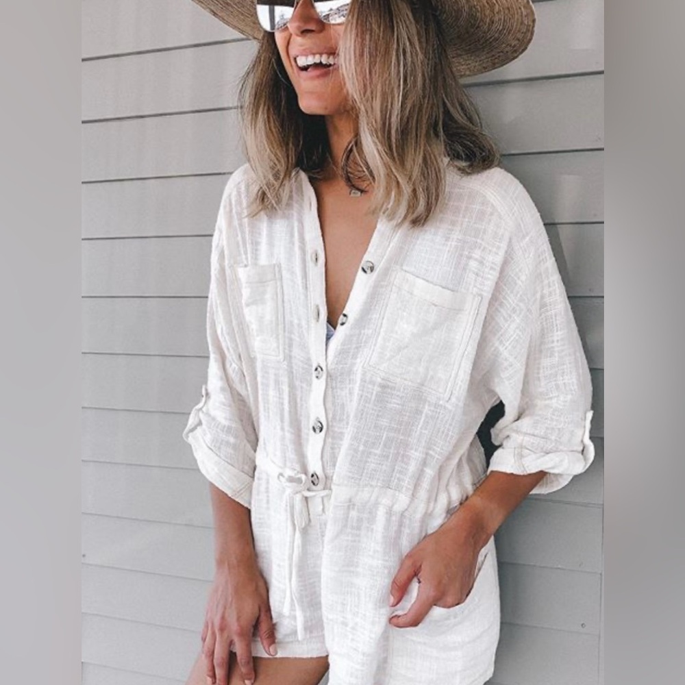 Urban Outfitters Out From Under Women’s M 100% Cotton Textured Ivory Romper